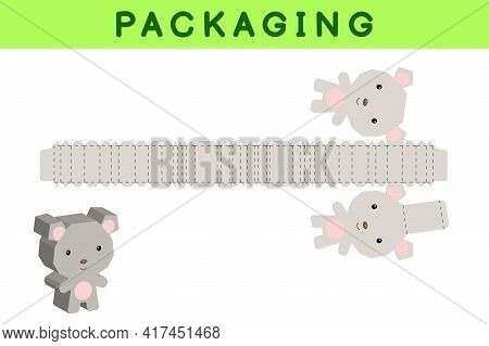 Party Favor Box Die Cut Mouse Design For Sweets, Candies, Small Presents, Bakery. Package Template, 