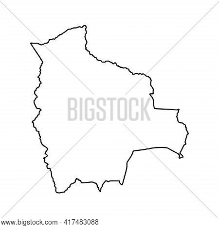 Outline Map Of Bolivia White Background. Vector Map With Contour.