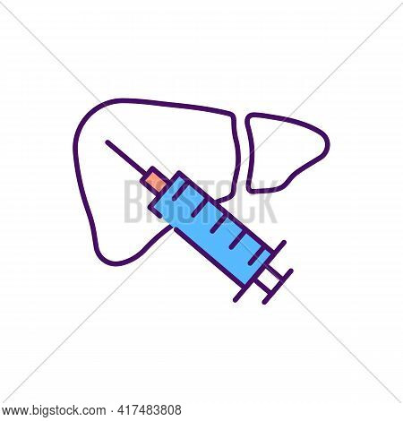 Hepatitis Vaccination Rgb Color Icon. Long-term Protection. Virus Infection And Inflammation Risk Pr