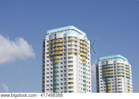 View Of The New Microdistrict In The City Of Minsk .architecture Of The City Of Minsk.the New Lighth