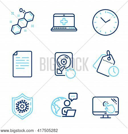 Science Icons Set. Included Icon As Time Management, Medical Help, Recovery Hdd Signs. Chemical Form