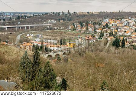 Prague,czech Republic Real Estate Residential Concept.czech Architecture View From Above.panoramic C
