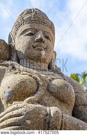 Cagnes-sur-mer, France - 25.03.2021: Statue Of Goddess In The Street. High Quality Photo