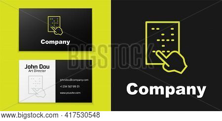 Logotype Line Braille Icon Isolated On Black Background. Finger Drives On Points. Writing Signs Syst