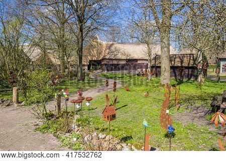 Orvelte, Netherlands - April 16, 2021: Garden With Decoration In Historic Town Orvelte, Netherlands