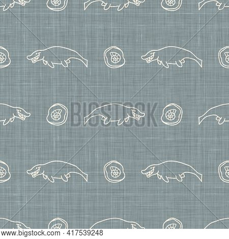 Seamless Background Mosasaurus Dinosaur Gender Neutral Baby Pattern. Simple Whimsical Minimal Earthy