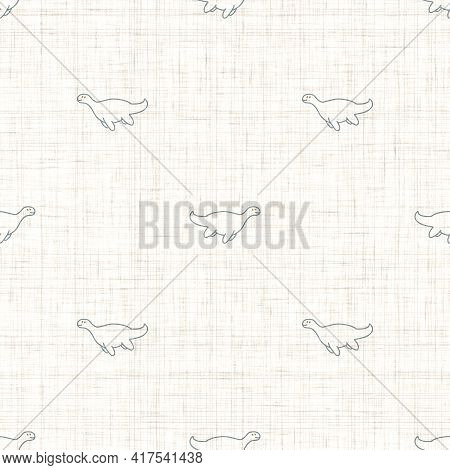 Seamless Background Plesiosaurus Dinosaur Gender Neutral Baby Pattern. Simple Whimsical Minimal Eart