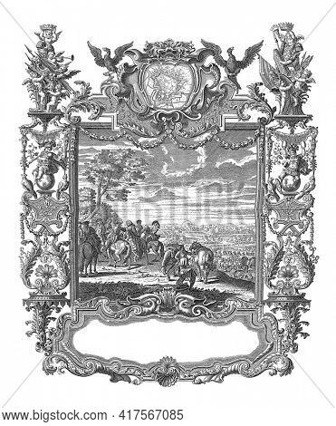 Capture of Bethune, 1710, vintage engraving.