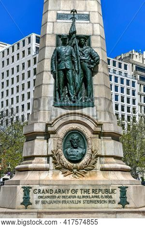 Washington, Dc - Apr 3, 2021: Stephenson Grand Army Of The Republic Memorial Is Located In Washingto