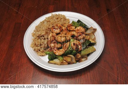Traditional Japanese Cuisine Dish Known As Hibachi Shrimp