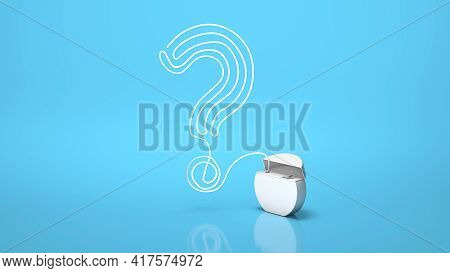 Dental Floss. How To Properly Brush Your Teeth With A Floss. A Question Mark Made From Dental Floss 