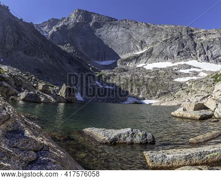 Rarely Thawed Out, Frozen Lake, 11,578', And Chiefs Head Peak (13,579') Make Up This Seldom Visited 