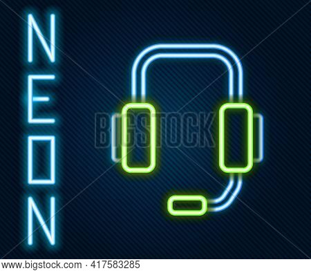 Glowing Neon Line Online Psychological Counseling Distance Icon Isolated On Black Background. Psycho