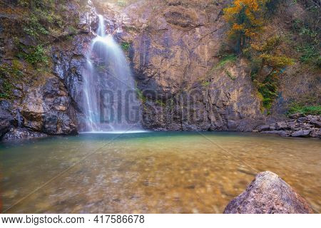 Chok Kra-din Waterfall In Thong Pha Phum District Kanchanaburi, Thailand