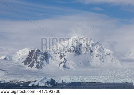 Icebergs. Antarctica Ice Landscape, Climate Change. Extreme Expedition.