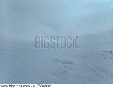 Snowy Winter Landscape Of Sarek National Park In Swedish Lappland