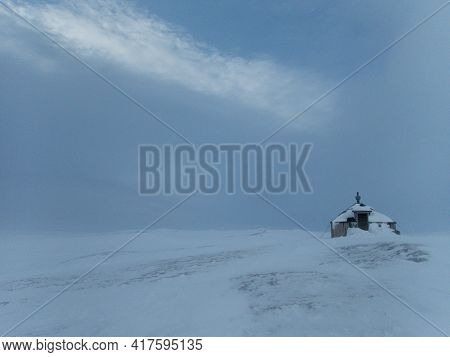 Snowy Winter Landscape Of Sarek National Park In Swedish Lappland