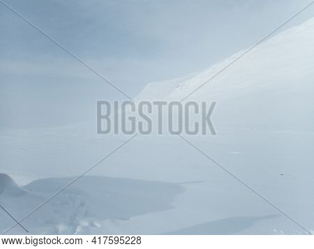 Snowy Winter Landscape Of Sarek National Park In Swedish Lappland