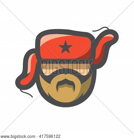 Russian Partisan Head Vector Icon Cartoon Illustration