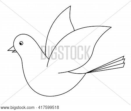 Dove. Sketch. The Bird Flaps Its Wings. Pigeon Is A Symbol Of Peace. Snow-white Bird. Vector Illustr