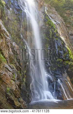 Waterfall Detail In Galicia, Fervenza De Toxa. Ribeira Sacra. Spain