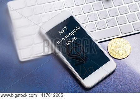 Crypto Art Concept. Blockchain Called Nfts. Digital Collectibles For Cryptocurrencies. Non-fungible