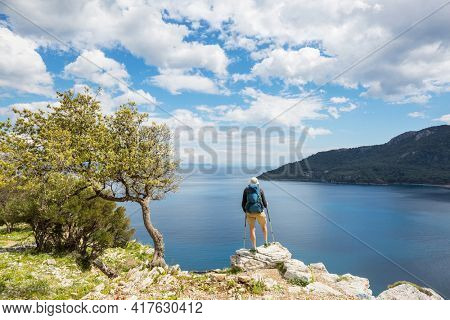 Beautiful landscapes on the Carian trail. Aegean Sea, Turkey.