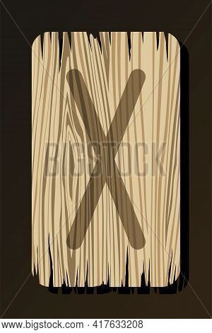 Old Wooden Rune Of Gebo On A White Background In Vector