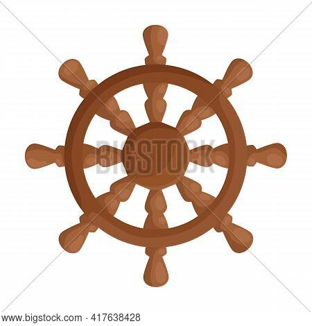Ship Wheel Cartoon Vector Of Icon.cartoon Vector Icon Helm Of Ship. Isolated Illustration Of Wheel B