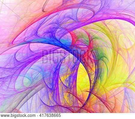 Colorful, Backlit Blurry Air Currents Fill The Space. Abstract Fractal Background. 3d Rendering. 3d 