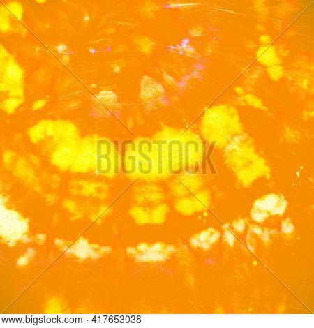 Abstract Dye. Hippie Circular Patterns. Orange Batik Print. Watercolor Grunge Background. Tye Dye Sp