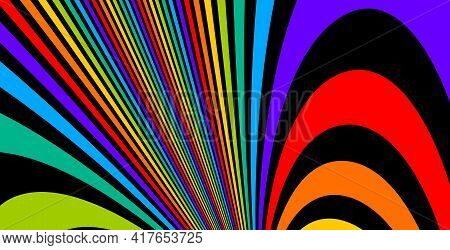 Colorful Rainbow Abstract Vector Lines Psychedelic Optical Illusion Illustration, Surreal Op Art Lin