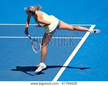 MELBOURNE - 14. ledna: Maria Sharapova Ruska v jejím prvním kole vyhrát nad Olga Puchkova nebo Russi