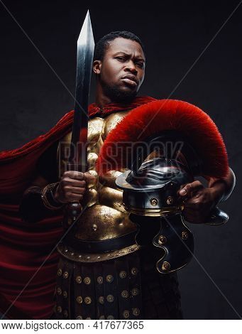 Angry Roman Warrior With Gladius In Breeze