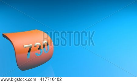 730 Orange Icon On Blue Background - 3d Rendering Illustration