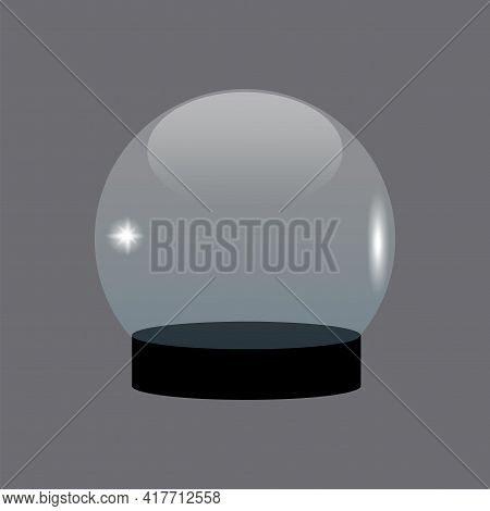 Glass Snow Globe Realistic 3d Design. Christmas Empty Ball In Realistic Style. Vector Illustration. 