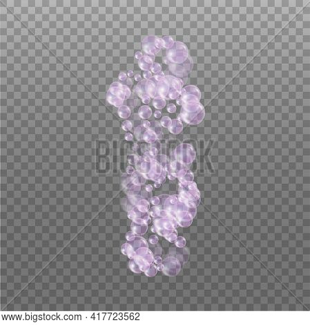Realistic Pink Soap Foam. Bubbles Of Soapy Water. Isolated On A Transparent Background.