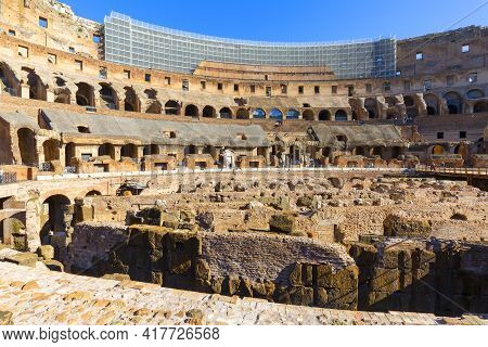 Rome, Italy - October 8, 2020: Colosseum, 1st Century Antique, Oval Amphitheatre In The Centre Of Th