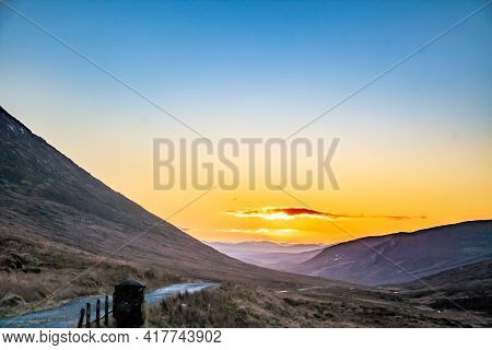 Winter Sunset At The Glenveagh National Park In County Donegal - Ireland