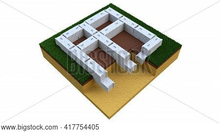 Precast Cement Panel Base. Isolated Cgi Industrial 3d Illustration