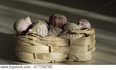 Garlic In Basket To Protect In Coronatime