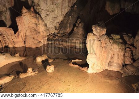 Postojna / Slovenia - December 9, 2017: World Famous Cave Postojna With Stalactites And Stalagmites,