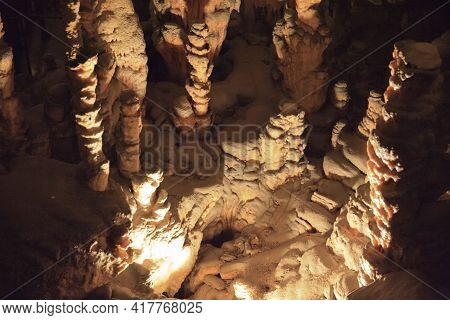 Postojna / Slovenia - December 9, 2017: World Famous Cave Postojna With Stalactites And Stalagmites,