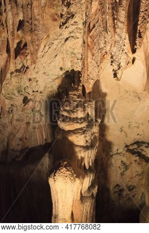 Postojna / Slovenia - December 9, 2017: World Famous Cave Postojna With Stalactites And Stalagmites,