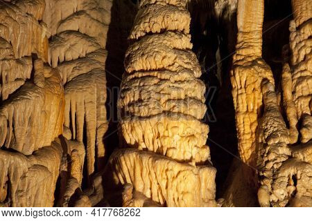 Postojna / Slovenia - December 9, 2017: World Famous Cave Postojna With Stalactites And Stalagmites,