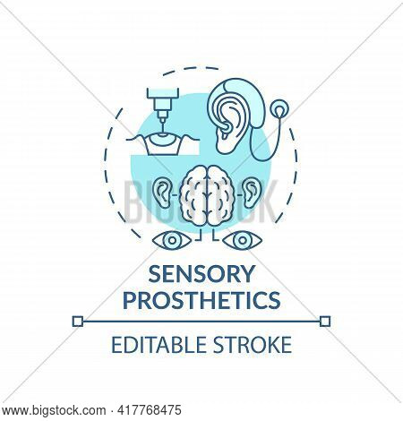 Sensory Prosthetics Concept Icon. Rehabilitation Engineering Application Idea Thin Line Illustration