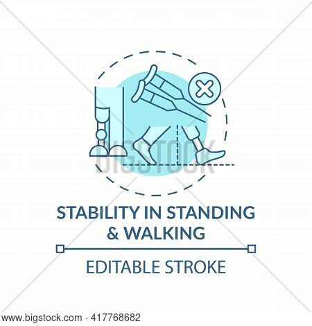 Stability In Standing And Walking Concept Icon. Lower-limb Prostheses Task Idea Thin Line Illustrati