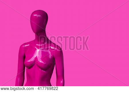 Fashion Clothing Store Human Female Mannequin Pink Onbackground, Monochrome Style.