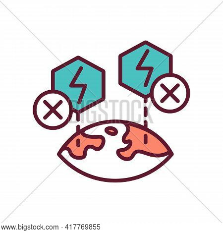 Unavailable Energy Rgb Color Icon. Energy Resources Degradation. Non-renewable Power. Environmental 