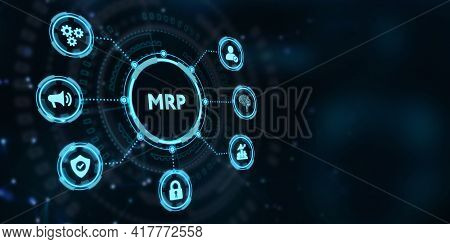 Mrp Material Requirement Planning Manufacturing Industry Business Process Automation. 3d Illustratio